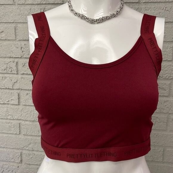 Pretty Little Thing Sport Women Burgundy Bra Top Size 10 - Picture 1 of 7